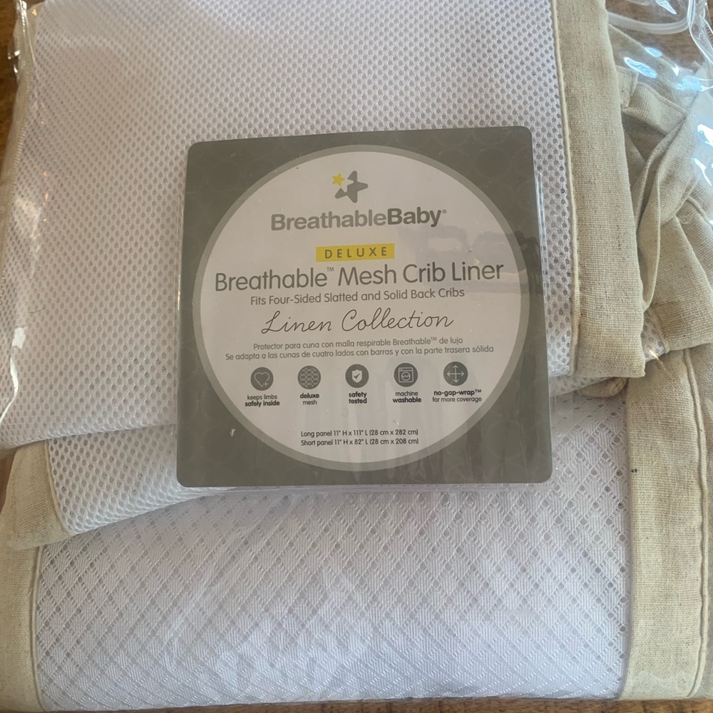 BreathableBaby Deluxe Mesh Crib Liner - Linen Collection‎